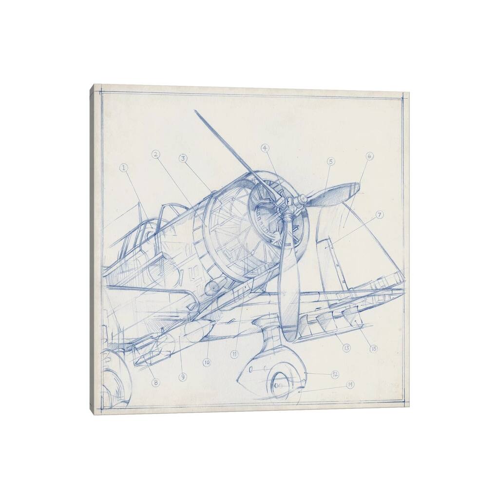 iCanvas "Airplane Mechanical Sketch I" by Ethan Harper Canvas Print