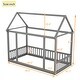 preview thumbnail 3 of 7, Stylistic Elements Twin Size Floor Wooden Kids Bed with House Roof Frame and Safety Guardrails, Gray