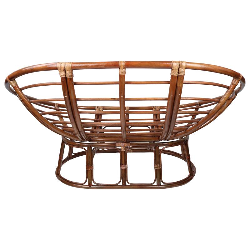 Bali Rattan Double Papasan Chair with Chenille Cushion