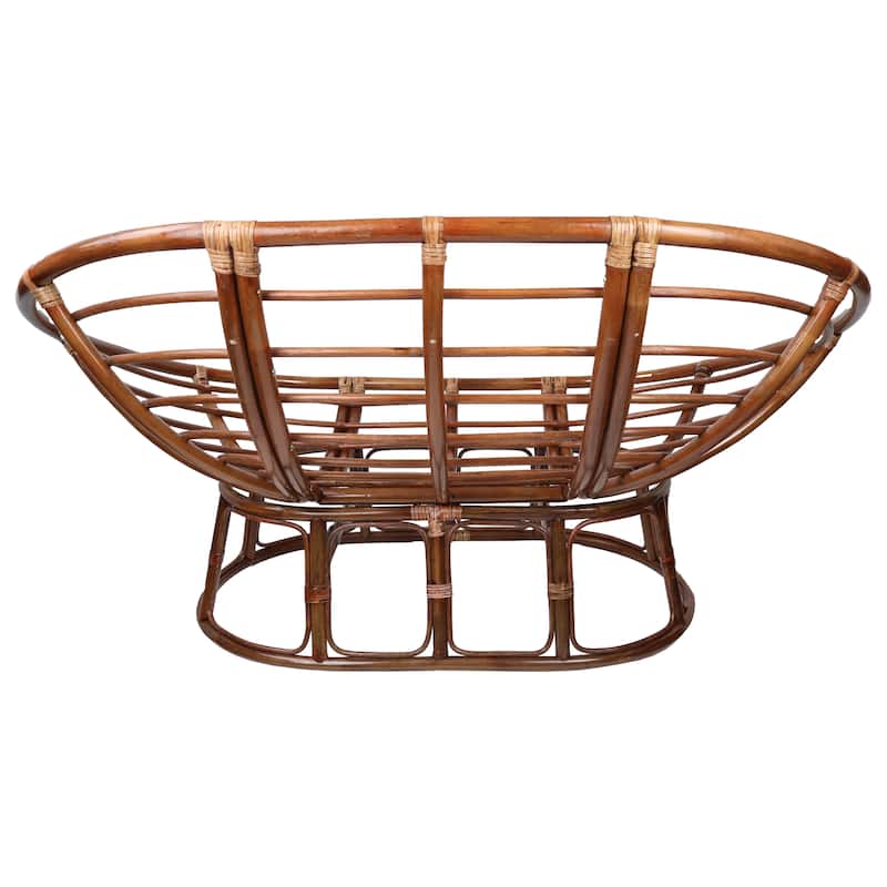 Bali Rattan Double Papasan Chair with Solid All-Weather Cushion