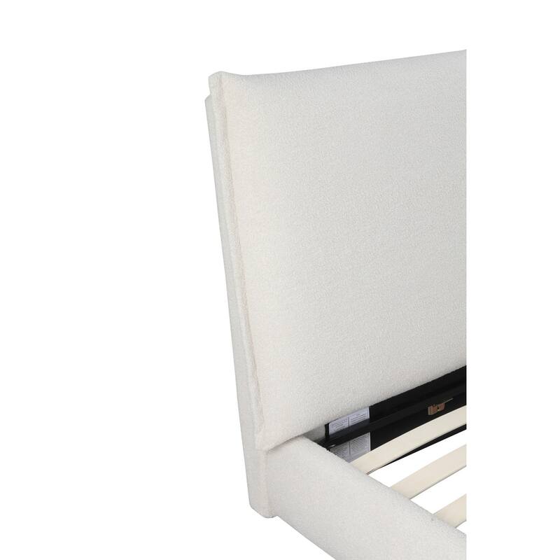 HomeRoots Beige Boucle Upholstered King Bed Frame