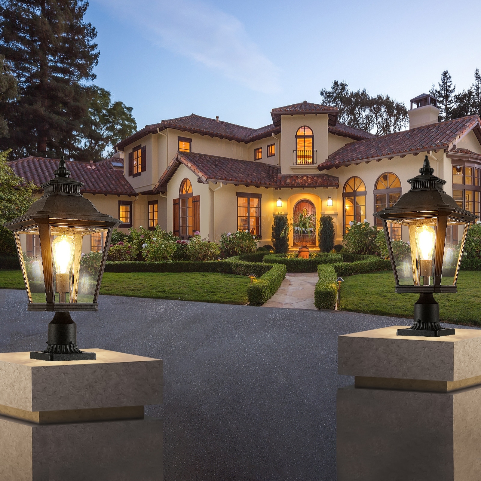 Outdoor Glass Column Headlights applicable to garden Garden garden and other lighting decoration 2pack Bed Bath Beyond 40245020