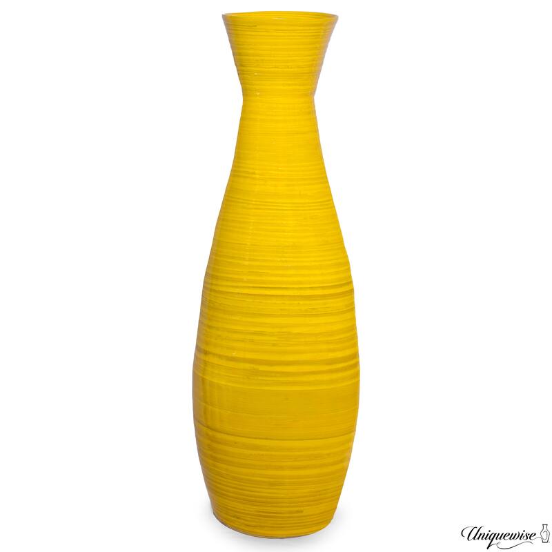 Decorative 24-inch Tall Red Bamboo Floor Vase for Modern Home, Office, Living Room, Bedroom, and Entryway Interior Decor