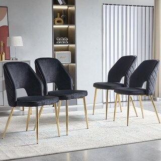 Modern Upholstered Dining Chairs Set of 4 with Gold Metal Legs, Armless ...