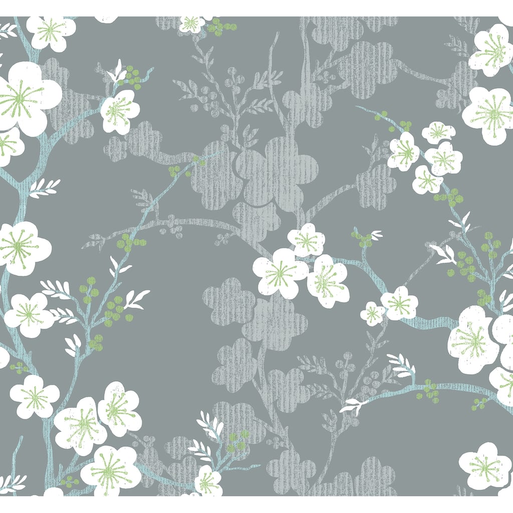 A-Street Prints Nicolette Grey Floral Trail Wallpaper