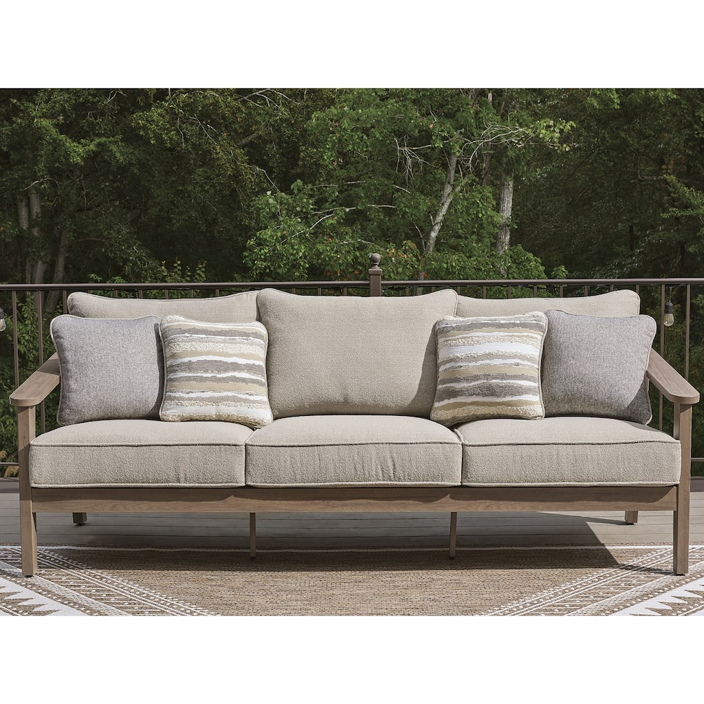 Signature Design by Ashley Francis Beach Natural/Gray Outdoor Sofa with Cushion