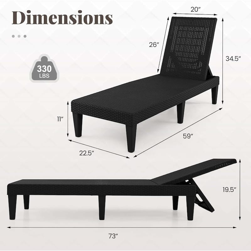 1/2 PCS Chaise Lounge Chair Outdoor Rattan Recliner Lounger