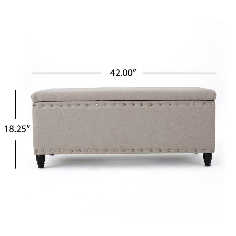 Tatiana Contemporary Fabric Storage Ottoman with Nailhead Trim by Christopher Knight Home