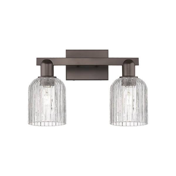 slide 2 of 4, Innovations Lighting Downtown Urban - Bridal Veil - 2 Light 16" Bath Vanity Ligh Clear/Oil Rubbed Bronze