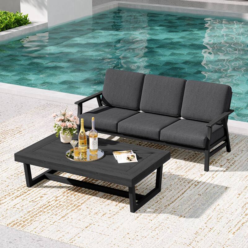 2-Piece Teak Outdoor Sofa Set with Table