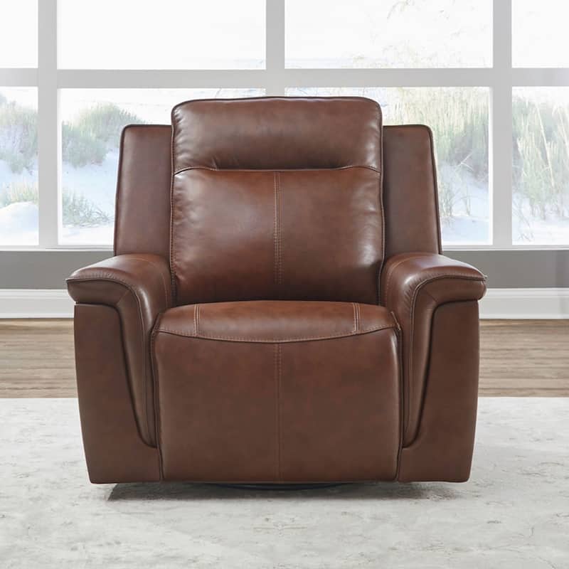 Liberty Furniture Avery Power Recliner for Living Room Cognac Leather - Cognac Leather Brown