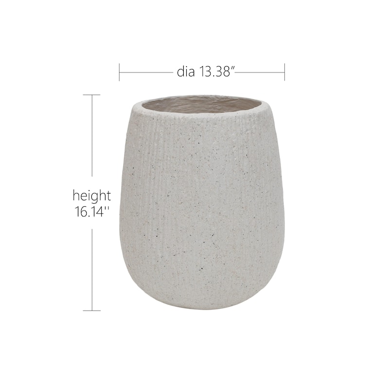 13.38"Dia x 16.14"H Large Round Planters, Outdoor Planters with Drainage Holes, Plant Pot with Cement Texture Plant Pots