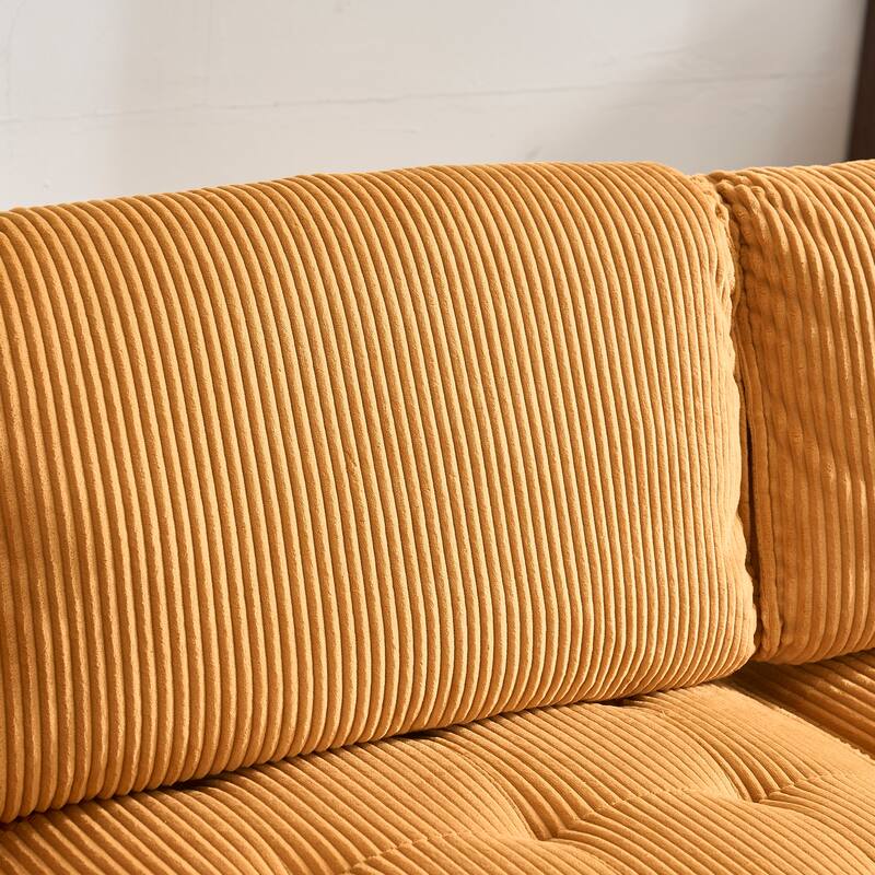 121.26" Corduroy Modular Sectional Sofa 6- Seat U Shaped Couch with Reversible Chaise and Ottoman