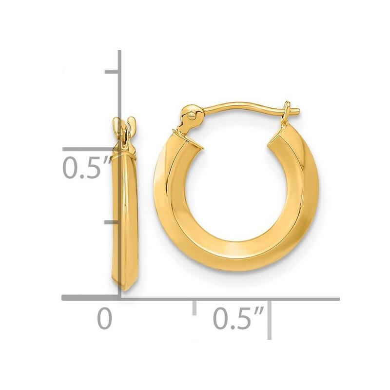Curata 14k Yellow Gold Polished Knife Edge Hoop Earrings 15.2x3mm