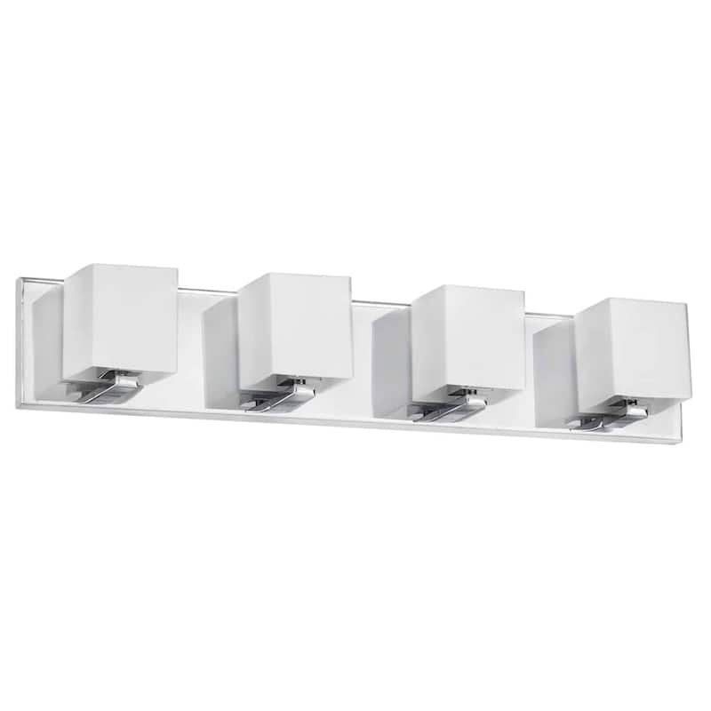 4 Light Vanity Light Fixture, Modern Bathroom Lighting, Frosted Glass Shade - 4.5