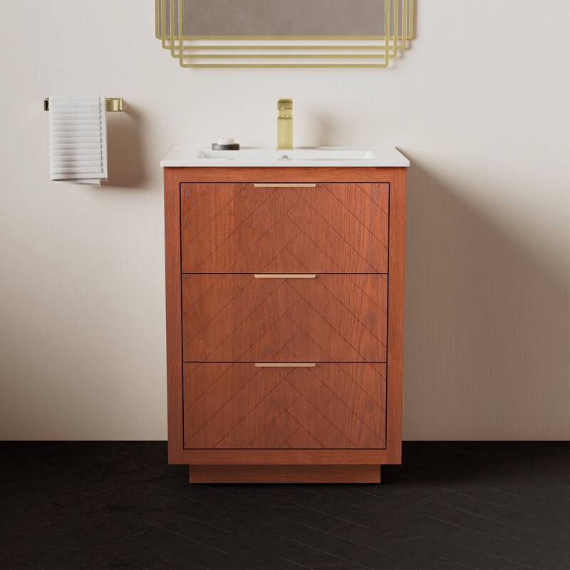 Daxton 24" Bathroom Vanity in Walnut - Walnut Finish - Brown