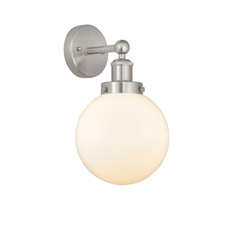 Innovations Lighting 616-1W-10-7-L Beacon Sconce Beacon 10" Tall Wall - Brushed Satin Nickel / Matte White