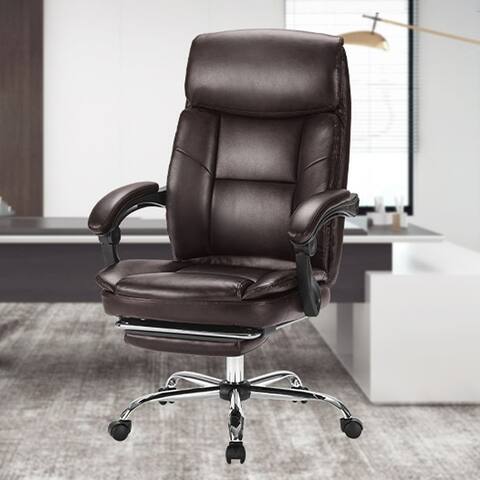 Executive Office Chairs Faux Leather Ergonomic Desk Chair with Footrest