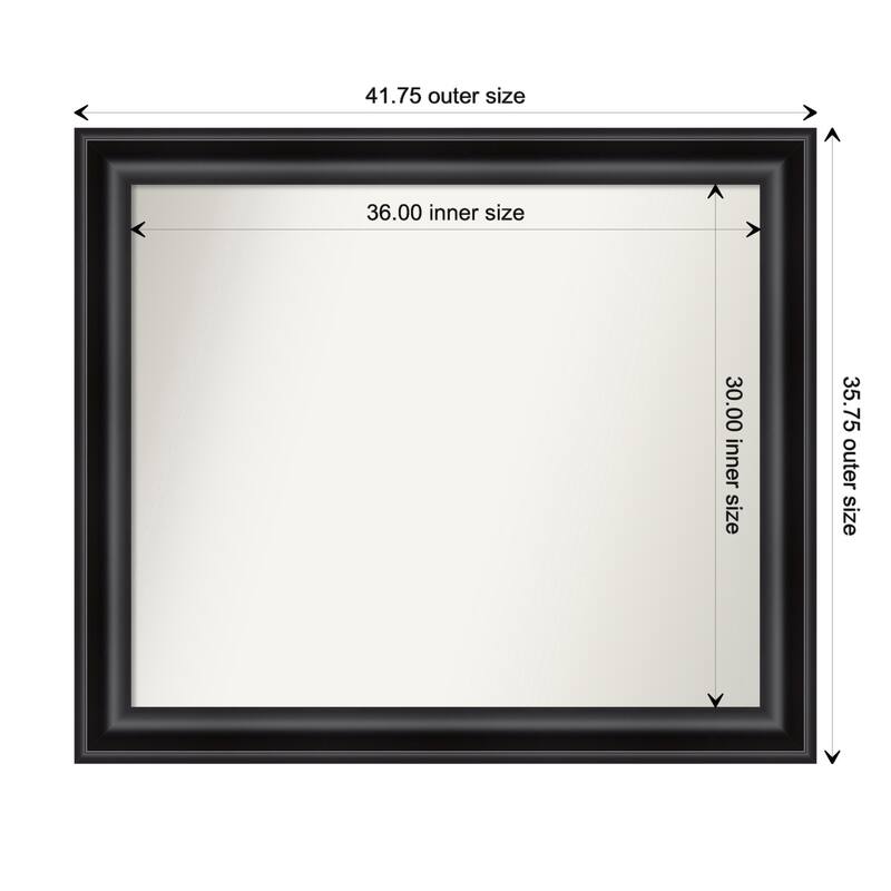 Grand Black Framed Non-Beveled Custom Wall Mirror, Bathroom Vanity Mirror - Outer Size: 41.75 x 35.75
