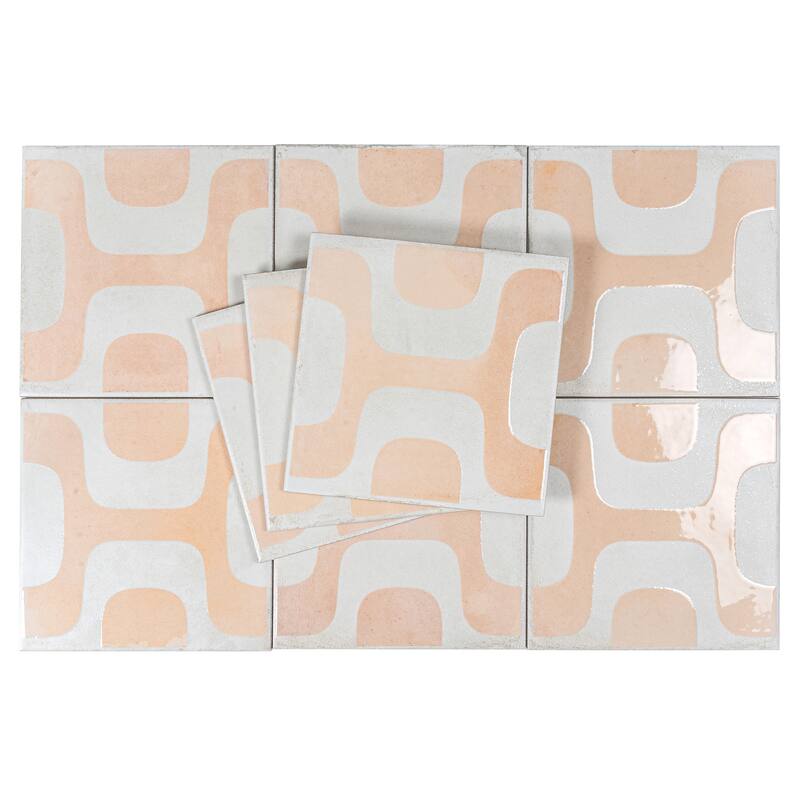 Cadence 8x8 White Faded Terracotta Porcelain Square Motif Wall and Floor Tile (12.49 sq ft/case) - 29 Pack