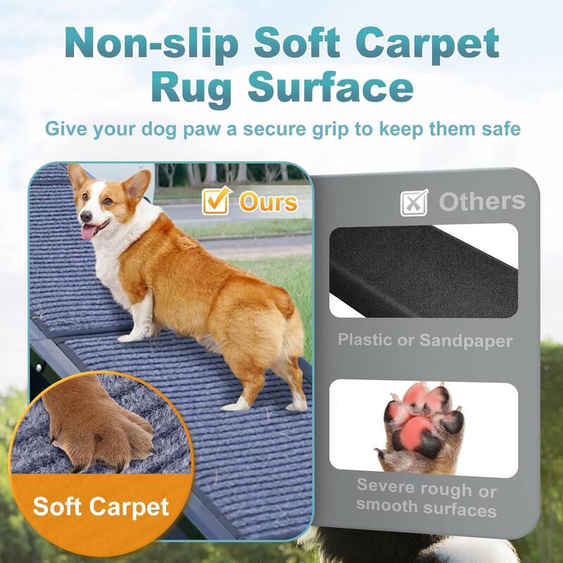 Large Dog Ramp for Car, Folding Portable Pet Ramp With Non-Slip Rug
