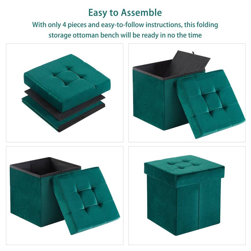 VECELO Modern Folding Tufted Square Storage Ottoman Foot Rest