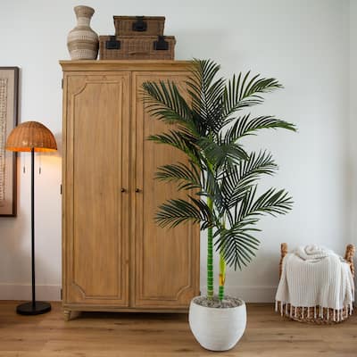 Double Stalk Golden Cane Palm Artificial Tree - 6' - Green