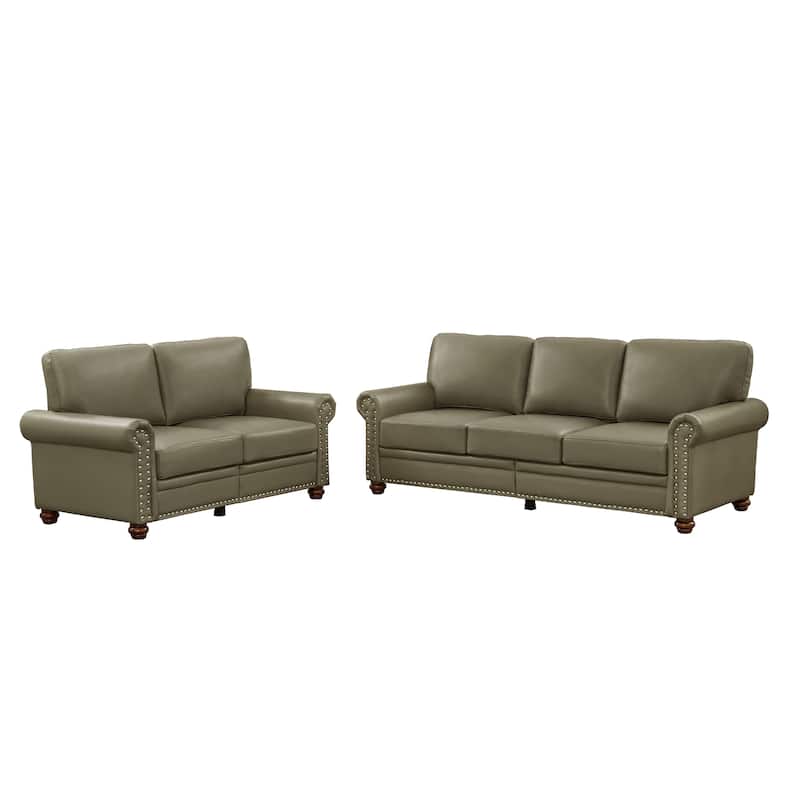 Classic PU 2+3 Sectional Sofa with Storage Seat and Solid Wood Legs
