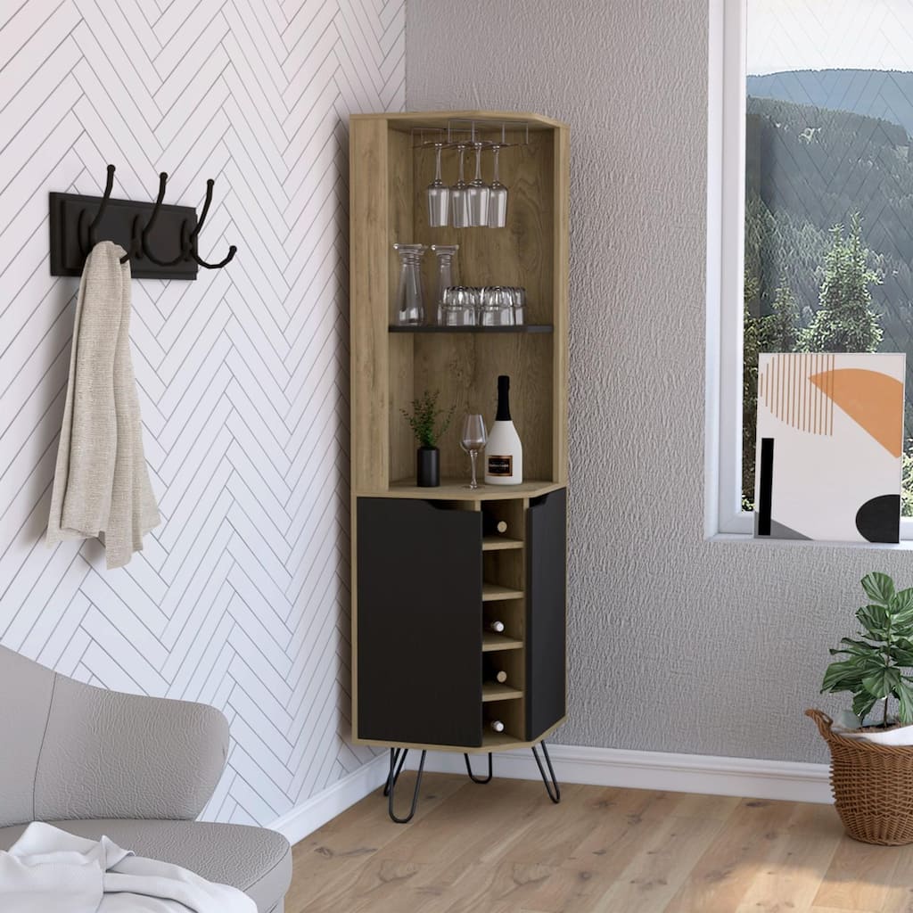 Audra Corner Wine Rack, Two Shelves, Four Shelves With Door