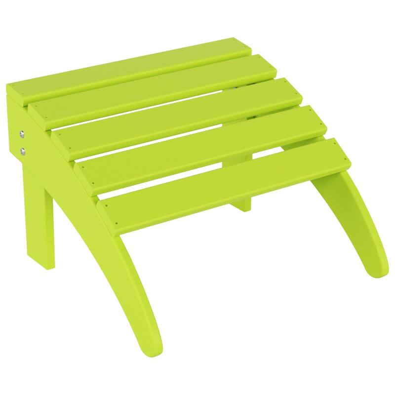 POLYTRENDS Laguna Eco-Friendly All-Weather Outdoor Patio Foldable Adirondack Chair Ottoman - Lime