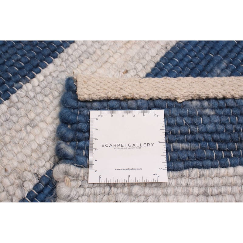 ECARPETGALLERY Braid weave Sienna Grey, Navy Wool Rug - 4'0 x 5'10