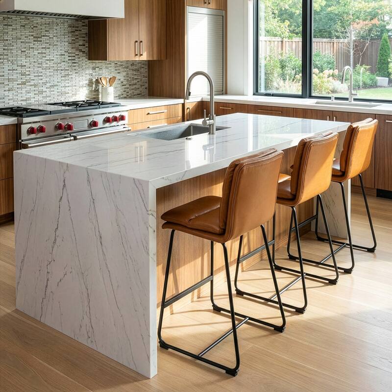 Set of 2 Aulani Upholstered Metal Frame Counter Stool