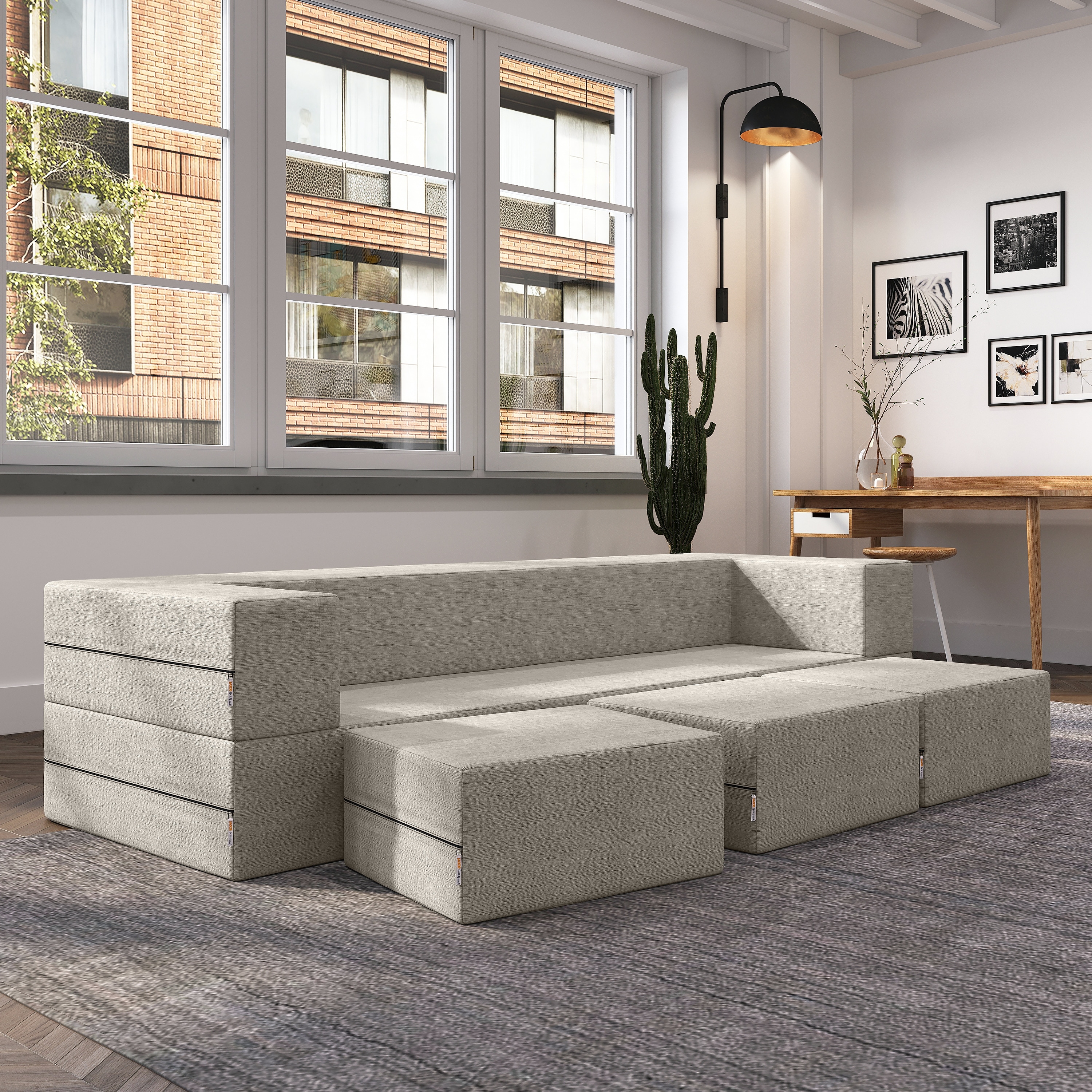 Porch & den california king convertible sleeper sofa and outlet ottomans