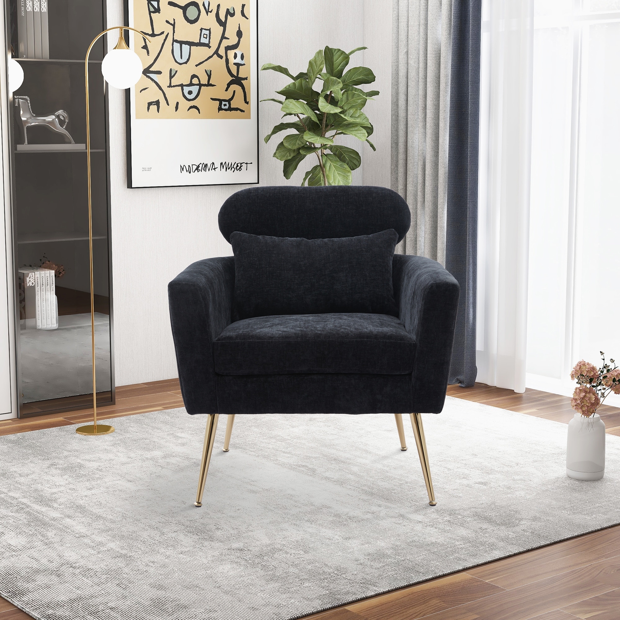 Chenille Accent Chair Armchair Upholstered Reading Chair Single