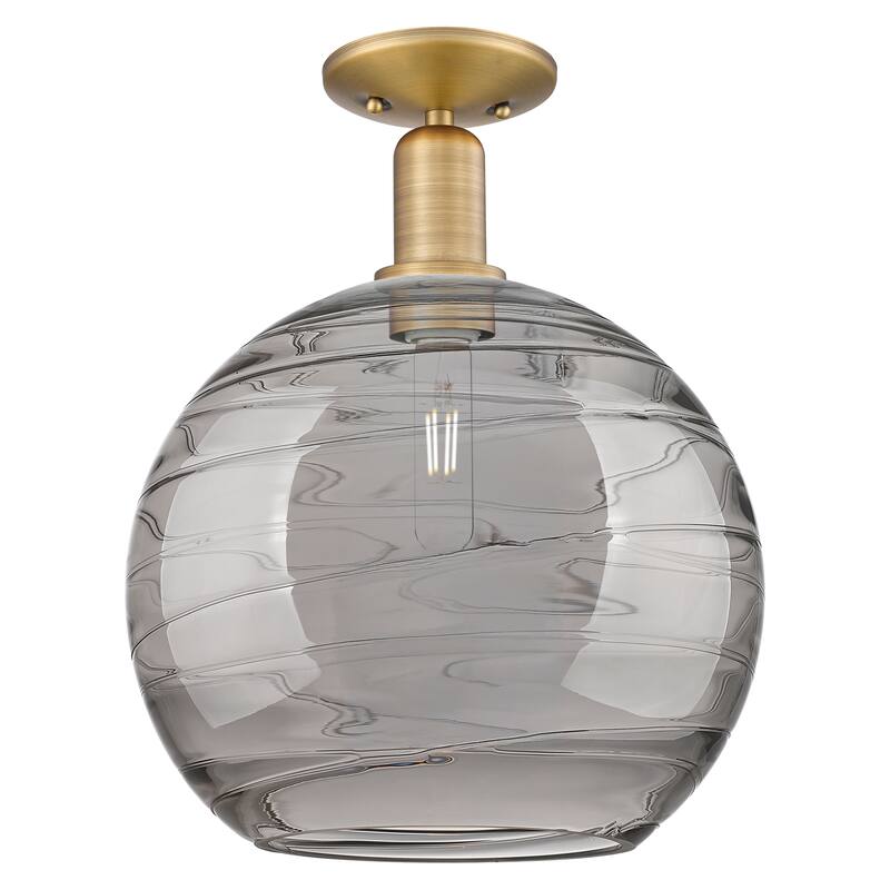 Innovations Lighting Endless Possibilities Arcadia - Athens Deco Swirl - 1 Light 12" Semi-Flush Mount - Brushed Brass