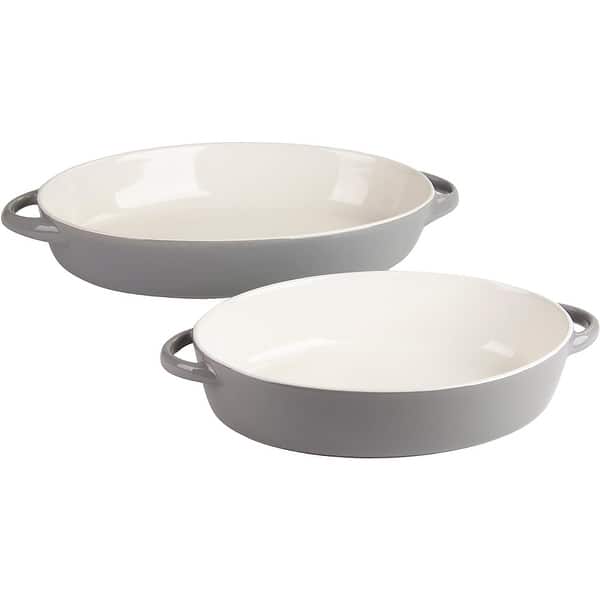 slide 2 of 9, 10 Strawberry Street Sienna Oval 13" and 10.5" Bakeware Set Grey