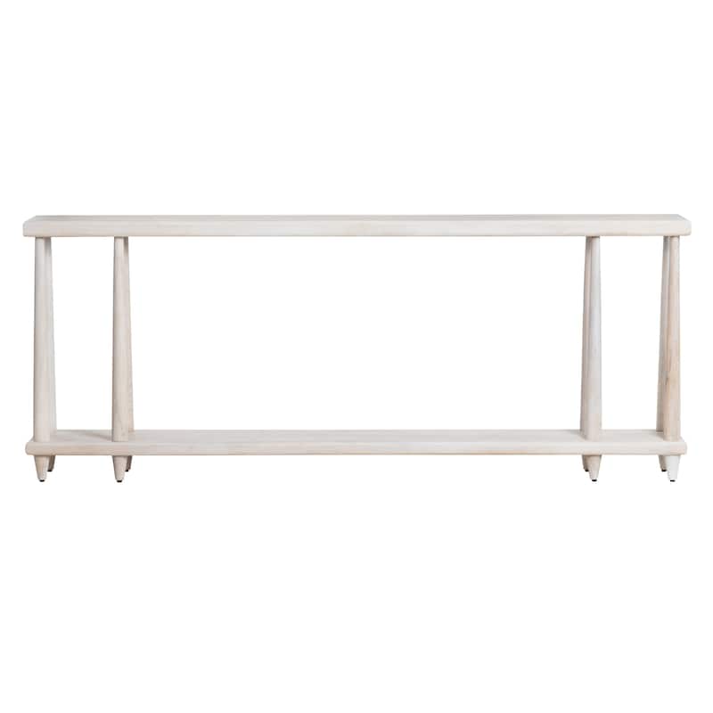 76 in. Cream Solid Wood One Shelf Accent Console Sofa Table
