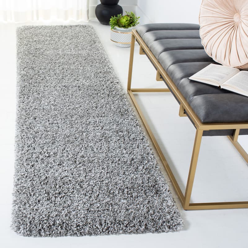 SAFAVIEH California Premium Shag Izat 2-inch Thick Area Rug - 2'3" x 9' Runner - Silver