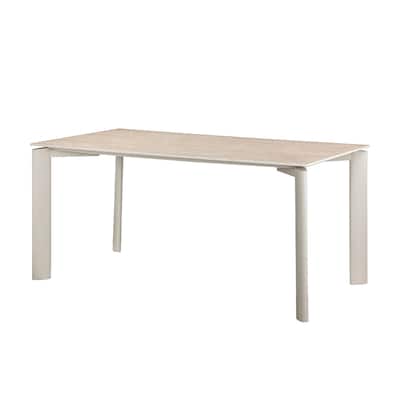Rectangular Dining Table with Sintered Stone Top in Light Gray Finish - Light Gray