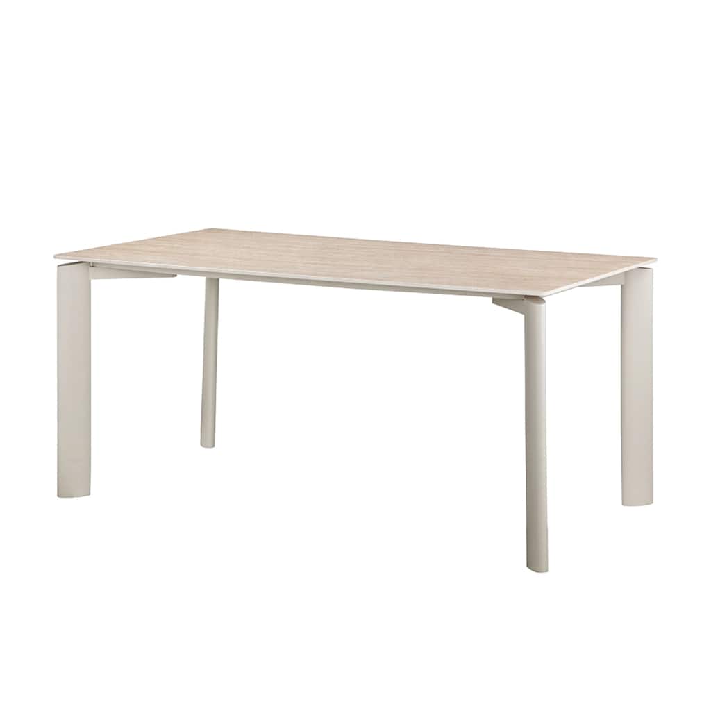 Rectangular Dining Table with Sintered Stone Top in Light Gray Finish - Light Gray