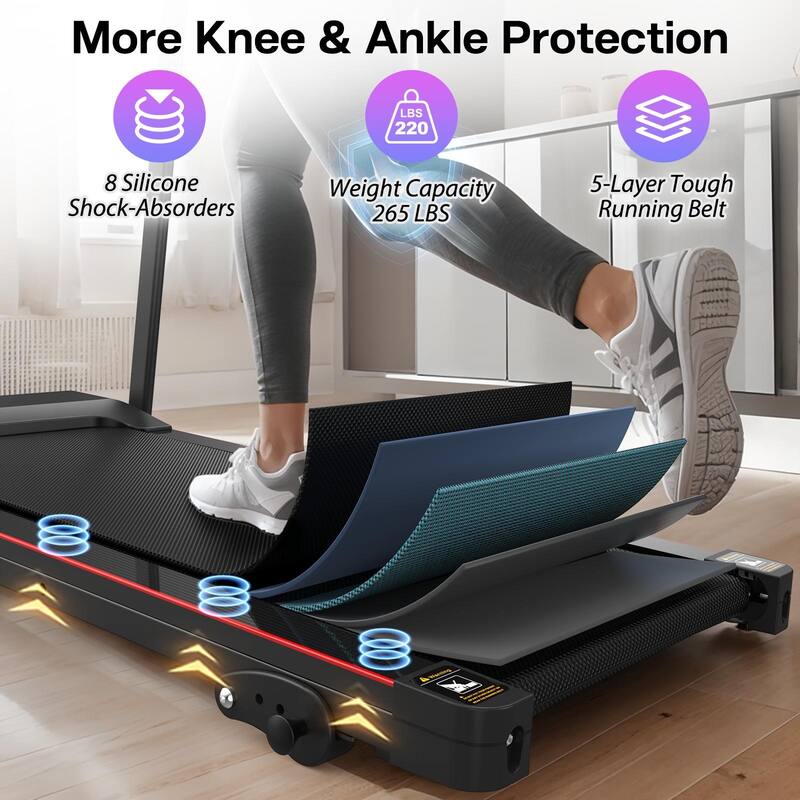 Folding Treadmill w/Incline 2.5HP Home Electric Treadmill w/Bluetooth Music, Cup Holder and Heart Rate Sensor, Walking Treadmill
