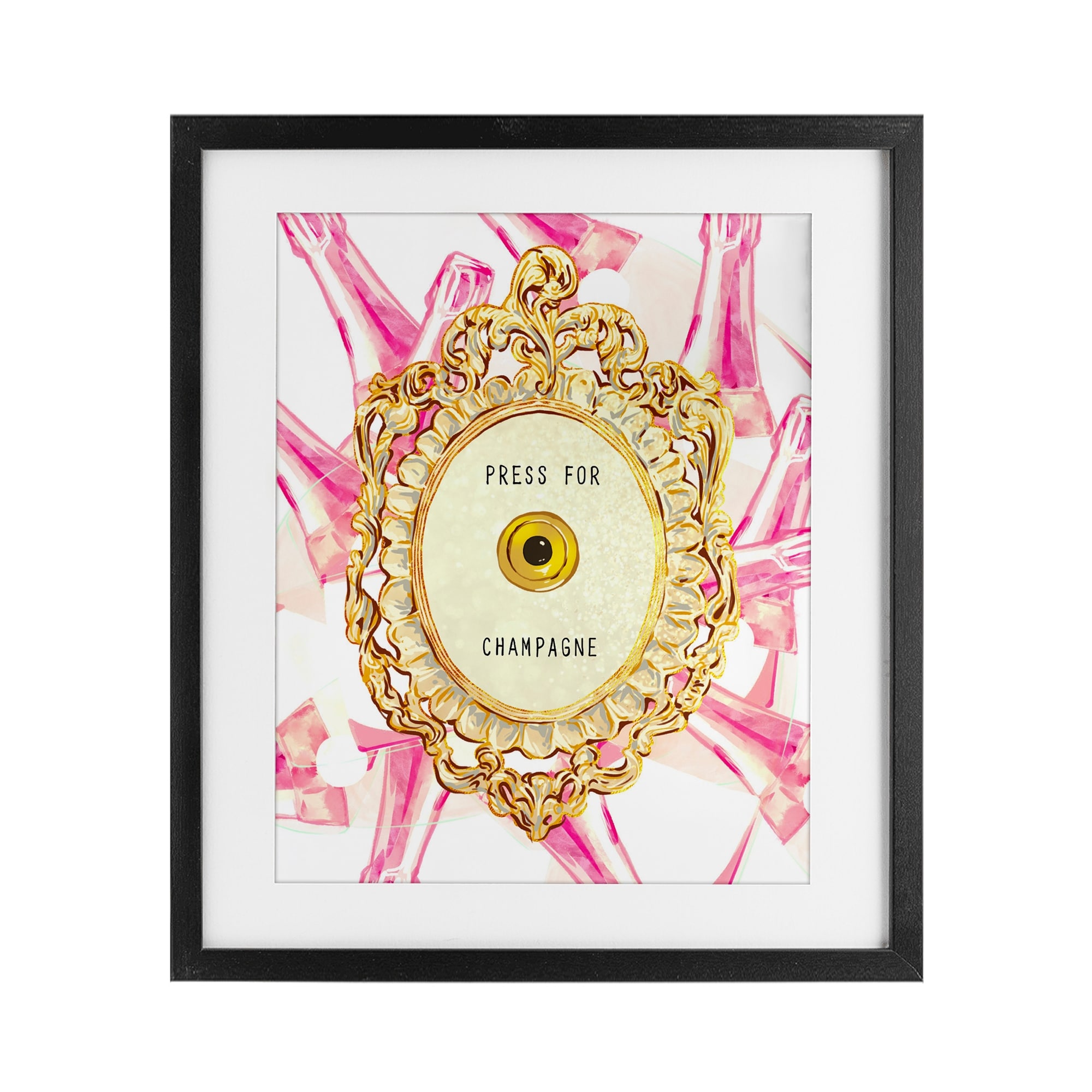 Stupell Champagne Doorbell with Pattern Under Glass Framed Design By Ziwei Li