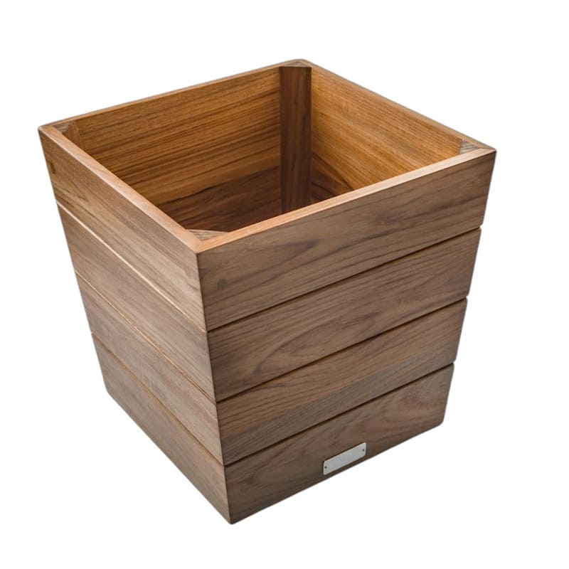 HomeRoots 12" Brown Solid Teak Wood Indoor Outdoor Square Planter Box