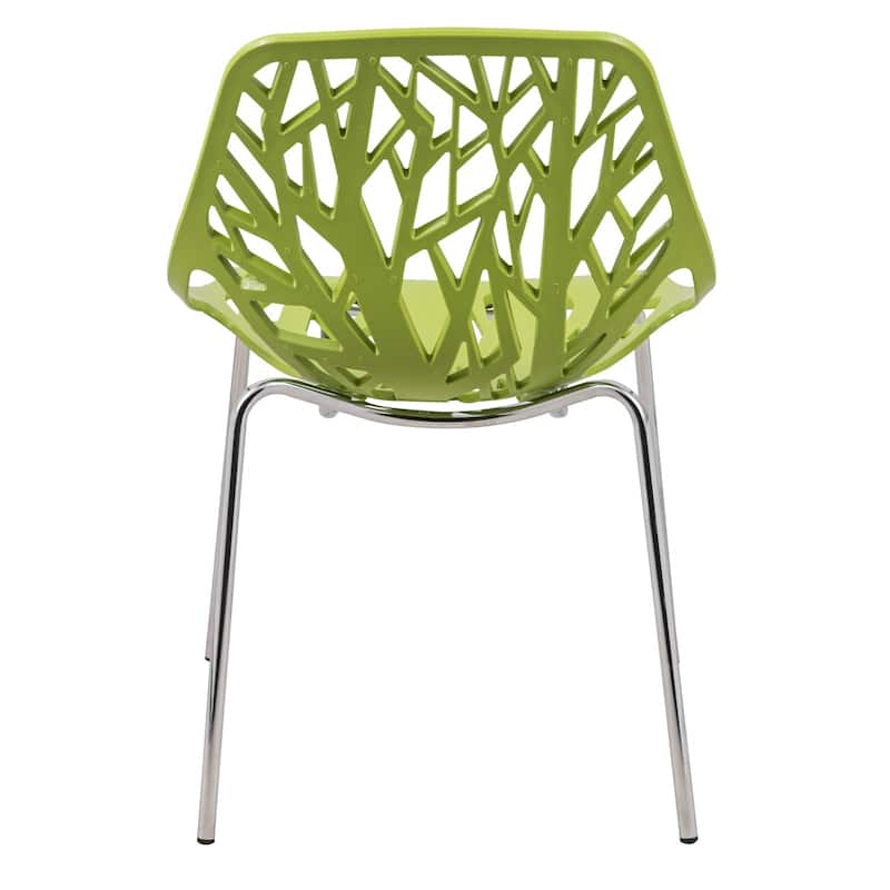 Asbury Stackable Dining Chair with Chrome Legs (Set of 2) Modern Cut-Out Design Backrest Side Chair