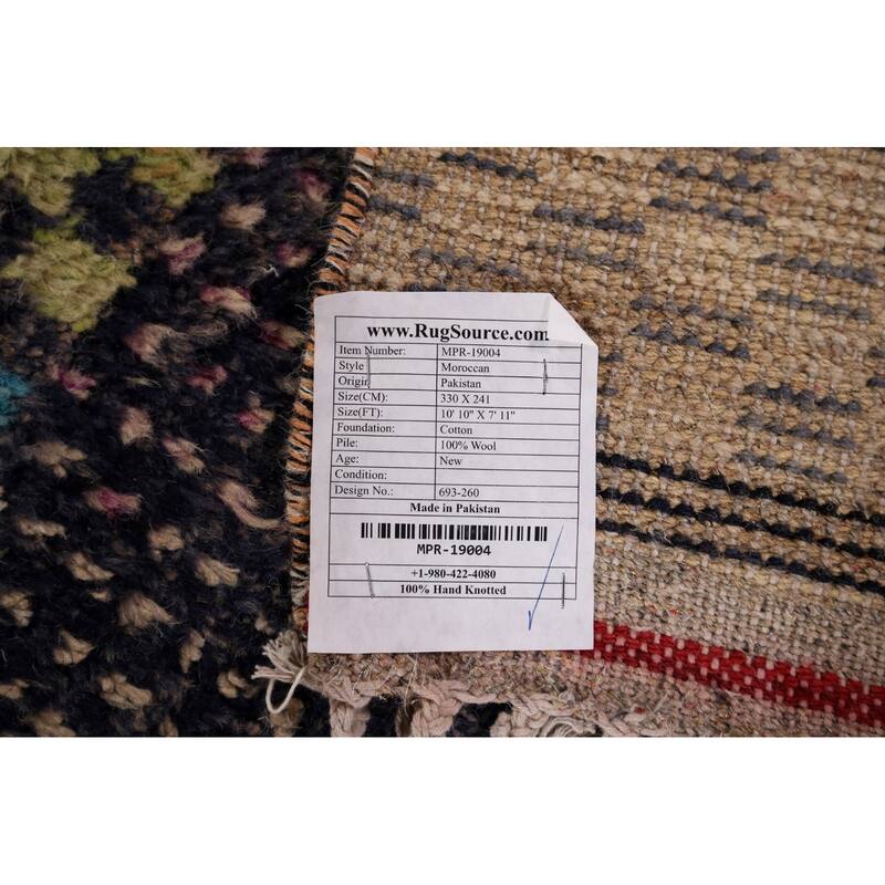 Plush Moroccan Oriental Rug Hand-Knotted Wool Carpet - 7'11" x 10'10"