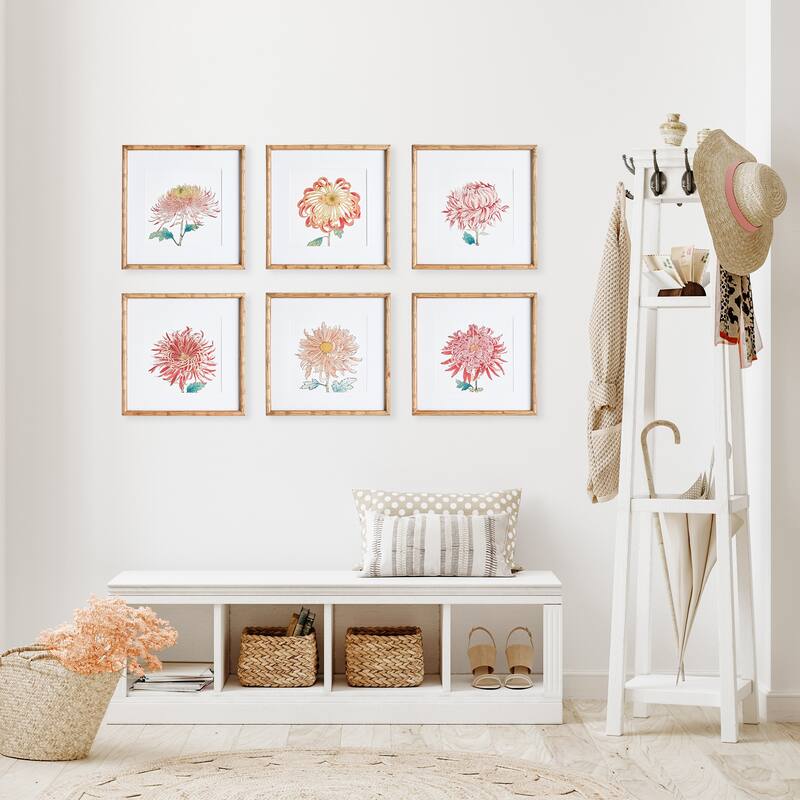 Colorful Chrysanthemum Prints, Set Of 6