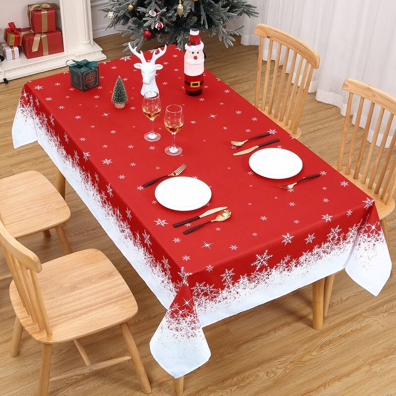 Christmas Tablecloth Snowflakes Xmas Decor for Rectangle Tables