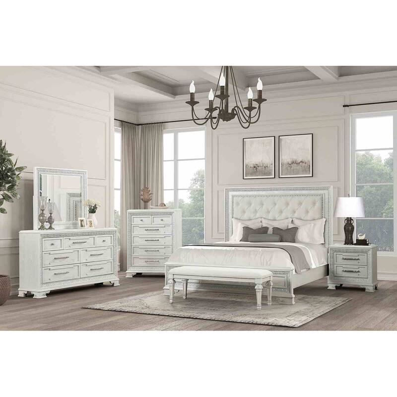 Luxury Creamy White Finish Bedroom Set