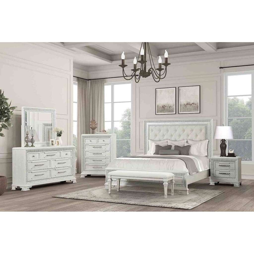 Luxury Creamy White Finish Bedroom Set