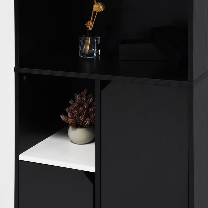 Multifunctional Open Storage Space Bookcase with Doors and Drawer,Modern Style Bedroom Living Room Storage Cabinet
